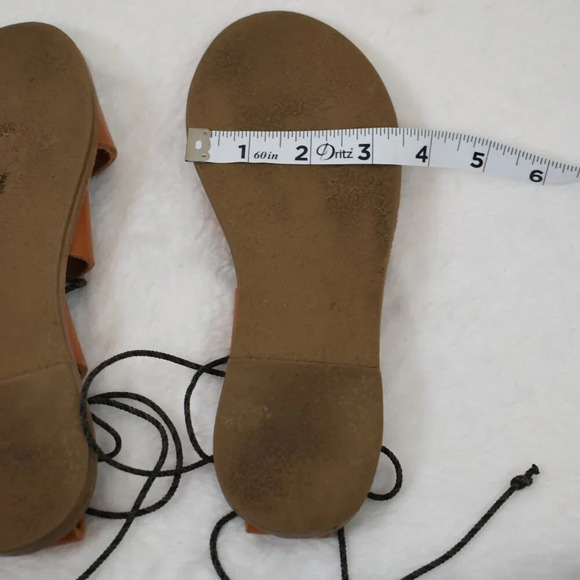 Madewell Gladiator Sandals Genuine Leather Strappy Flats Sz 6 Boho Hippie Camel - Picture 13 of 14